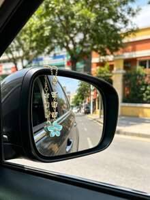 1個可愛櫻花汽車吊飾附蝴蝶吊飾，閃亮水晶後視鏡吊墜，汽車內飾裝飾配件 - 花朵蝴蝶 - 查看 6
