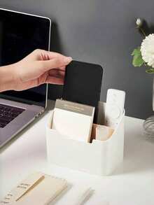 A Bamboo And Wood Material Multi-Functional Desktop Storage Box, An Innovative Desktop Organizing Storage Box, Suitable For Cosmetics, Stationery, Remote Controls, Etc. It Can Be Used Both As A Desktop Storage Organizer And As A Remote Control Stand. - Multicolor - View 3