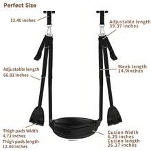 1pc SM Product BDSM Door Sex Swing With Seat, Soft Plush With Adjustable Straps, Hanging Door Handcuffs Leg Restraints Spreader Kinky Adult Sex Toys - Black - View 5