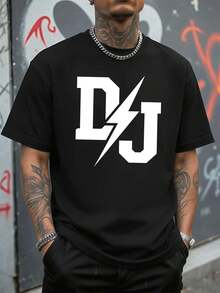 DJ Graphic Streetwear Men's Black T-Shirt, High Quality Fabric, Loose Fit, Hip Hop Street Style, Comfortable, Unique Graphic Print - Black - View 1