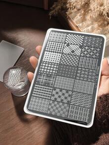 Floral Plaid Nail Art Steel Plate French Line Grid Rhombus Pattern Nail Artist Professional Auxiliary Transfer Tool - Multicolor - View 5