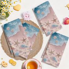 1pc/2pcs/4pcs Exquisite Kitchen & Bathroom Towels, Pale Pink Starfish & Gradient Ocean Wave Print, Soft Aesthetic Style, Ultra Soft, Highly Absorbent & Quick Drying, Machine Washable, Suitable For Daily Use - Multicolor - View 8