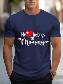 Camiseta Casual de Manga Corta para Hombre - Estampado de Corazón Mi Amor de Mamá, Camiseta Transpirable de Verano,% Poliéster, Corte Regular, Cuello Redondo, Adecuada para Gimnasio - Blanco - Ver 7