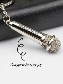 1 pieza/10 piezas Llavero de micrófono personalizado con grabado láser, mini micrófono realista, recuerdo de actor, texto personalizable, colgante decorativo para mochila, amuleto de bolso - Multicolor - Ver 11