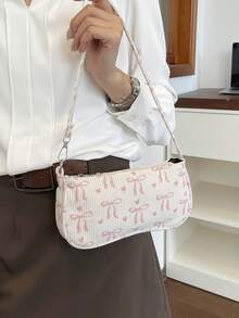 Korean Style Crocodile Embossed Handbag For Women, New Fashion Shoulder Bag, Minimalist Crescent Moon Tote Bag For Women, For Going To Work, Green - 白色 - 查看 6