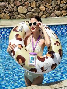 1 Set de flotador inflable para piscina, funda impermeable para teléfono y bomba de aire, aro inflable de PVC de 60-100cm, flotadores de brazo inflables unisex, incluye estilo de dona verde, rosa, chocolate, estilo de sandía, adecuado para adultos, adolescentes, fiesta en la playa, piscina, playa, vacaciones de verano, flotador de ocio para piscina - Múltiples estilos - Ver 11