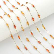 50cm/19.69inch Stainless Steel Cylindrical Crystal With Small Bead Chain, Multiple Colors Available, DIY Jewelry Chain Suitable For Handmade Braided DIY Necklace, Bracelet, Anklet, Collarbone Chain, Glasses Decoration Chain, Bag Hanging Chain, Tassel Bracelet, Bohemian Style Jewelry Accessories, Jewelry Making Materials - Chain - View 14