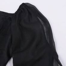 Gothic Open Shoulder Long Sleeve Ball Gown, With Lace-Up Detail, Perfect For Cosplay And Formal Occasions, Non-Stretch Fabric. Black - Black - View 6