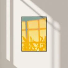 溫暖窗邊陽光植物陰影牆面藝術印花，鼠尾草綠與芥末黃抽象葉片剪影帆布海報，極簡波西米亞自然藝術品，柔和溫暖色調裝飾，適用於客廳、臥室、玄關，寧靜陽光家居裝飾 - 111 - 查看 9