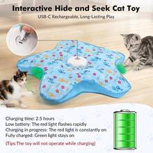 自動貓玩具墊，附鳥鳴聲，3種觸摸模式捉迷藏互動貓狩獵玩具，安靜耐用寵物玩具，適合室內外使用，適用於所有貓 - 查看 4