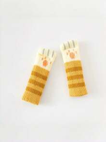 4pcs/Set Fundas para patas de silla con forma de pata de gato lindas, protectores de manija de puerta de lana tejida, calcetines para patas de silla antideslizantes resistentes al desgaste y silenciosos engrosados - A - Ver 13