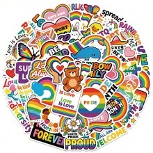50 buah Stiker Grafiti Kartun Lucu Bertema Bulan Kebanggaan, Stiker Dekoratif Vinyl Tahan Air untuk Perencana, Komputer, Album Foto, Koper, Botol Minum, Ponsel - MultiWarna - View 1