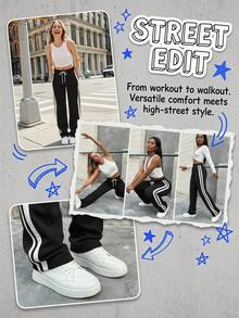 Women's Plus Size SweatpantsPants  Elastic Waist Casual Pants Summer Loose Fit Joggers Pants  With Pockets Drawstring - 黑色 - 查看 7