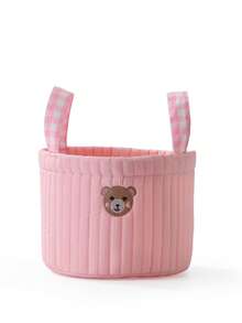 Quilted Diaper Bag Diaper Storage Bag For Boys And Girls,Embroider Bear Nappy Storage Basket,Two Size Diaper Storage Case Baby Items,NewBorn Essential - Multicolor - View 17