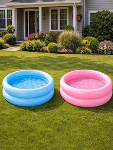 Inflatable Double Ring Mini Water Play Pool / Thickened Soft Edge Design / "Dopamine" Color Scheme / Home Essential / Size 60cm X 14cm - Capacity 21L / Can Be Used As A Floating Tray For Large Swimming Pools (Can Hold Towels And Sunscreen) / Inflatable "Fishing Pond" / Fishing Toy / Reusable / Space-Saving Inflatable Design - Multicolor - View 9