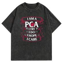 Patient Care Assistant Nurse Doctor PCA T-Shirt For Women's - 黑色 - 查看 1