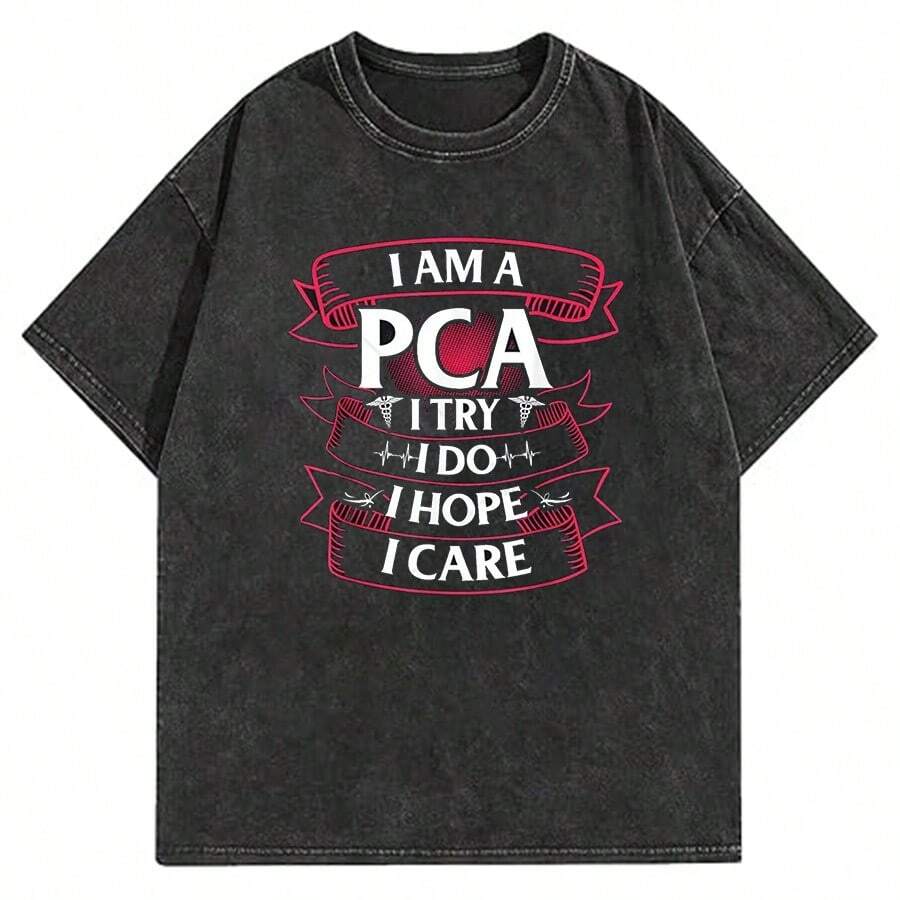 Patient Care Assistant Nurse Doctor PCA T-Shirt For Women's - 黑色 - 查看 1