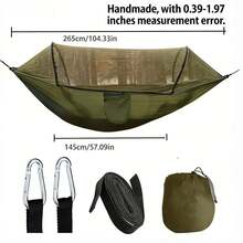 3-In-1 Premium Double Hammock With Mosquito Net, Easy Install, Compatible With Sturdy Frames, Spacious Camping Bed, Lightweight & Durable For Travel, Camping & Courtyard - Dark Green - View 9
