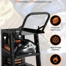 BouPower 3-Tier Welding Cart, 400 Lbs Load Capacity,Rolling Metal Utility Car With 360° Swivel Wheels, Side Brackets And Secure Cylinder Chains For MIG TIG MMA Plasma Cutter Welding Machine - Tilt Handle - View 6