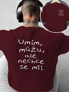 Kreatives, beidseitig bedrucktes Herren--Shirt im Design,-Shirt mit lustigem tschechischem Textdruck, einzigartige Sprache, vielseitig und stilvoll, geeignet für Freizeitkleidung zu Hause und Outdo - Schwarz - Übersicht 2
