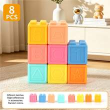 Bloques apilables de goma suave para bebés, juguetes de baño lavables, juguetes de dentición con números y letras de educación temprana Montessori, regalo de juguetes sensoriales para recién nacidos - Multicolor - Ver 11