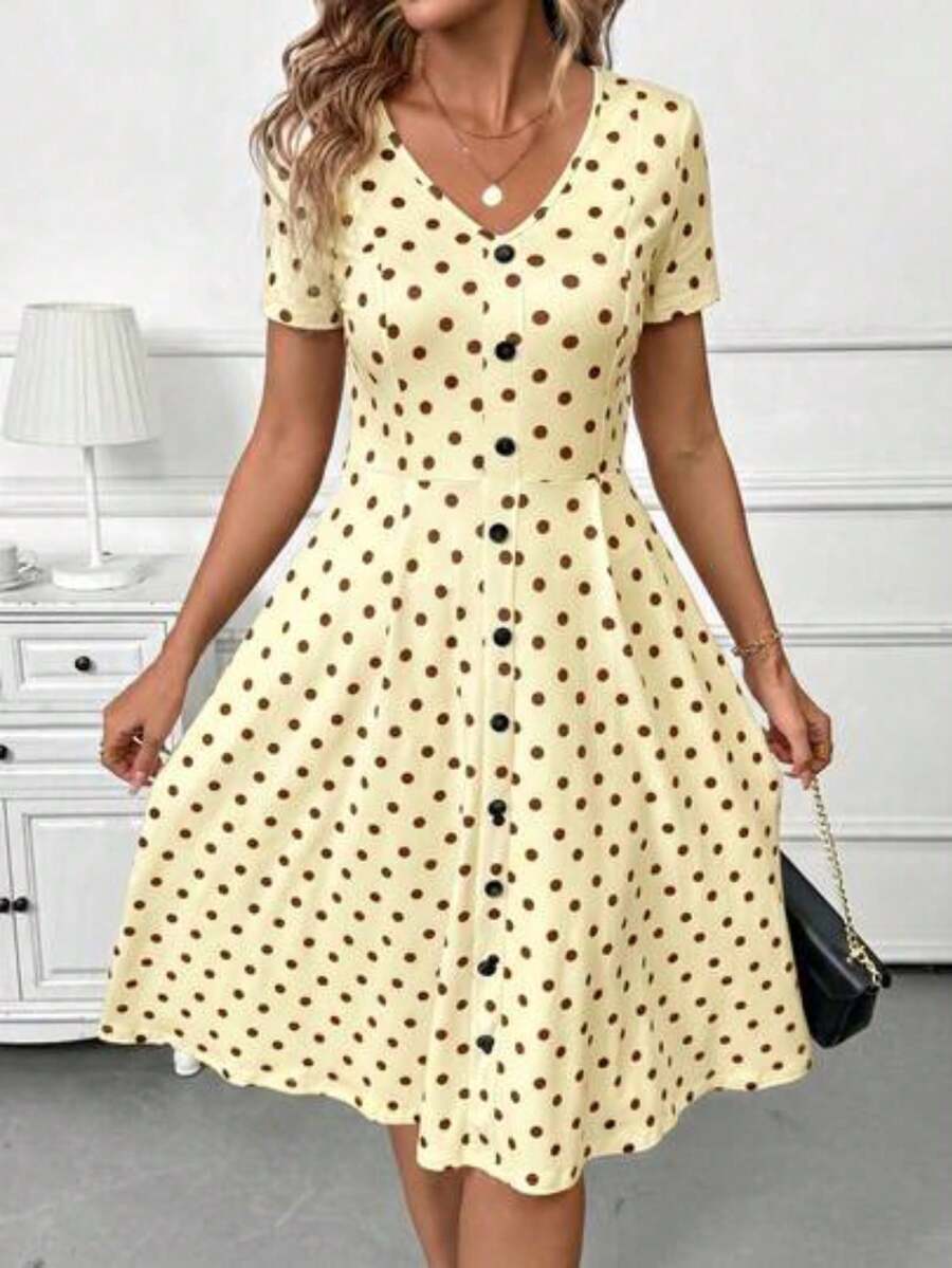 Women Midi Dresses - Yellow - View 1