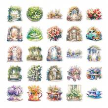 56 Stücke transparente Cottage-Garten PET-Aufkleber – vielseitige klare Aufkleber für Scrapbooking, Journaling, Kartenherstellung & DIY-Basteln | verträumte Anime-Blumenhof-Designs für Schreibwarenliebhaber | leicht abzuziehende Aufkleber für Planer - Frisch und sauber - Übersicht 7