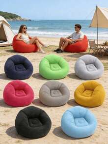 Ghế sofa bơm hơi lớn, ghế lười hạt đậu với bề mặt nhung mềm, chất liệu vinyl bền, thiết kế gấp gọn di động, không cần lắp ráp, chỗ ngồi thoải mái cho phòng khách, phòng ngủ, ký túc xá, ban công, cắm trại và đọc sách - Nhiều màu - Xem 12