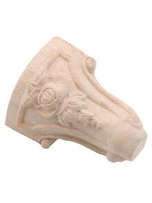 1pc Wooden Furniture Legs Solid Wood Flower Carved TV Cabinet Seat Feet, Easy Installation, No Power Required, Perfect For Home Decor Enhancement - View 4