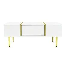 Modern And Simple White Lacquered Coffee Table With 2 Drawers - 白色 - 查看 10