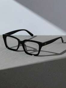1 Pair Women's Glasses, Square Plastic Frame Design, Vintage Minimalist Style, Clear Transparent Lenses. Suitable For School, Daily Life, Office, Reading And Decorative Use, Fits Various Face Shapes. - Clear - View 2