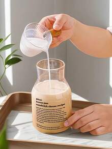 1pc 650ml Glass Cup With Straw And Letter, Ins Style Summer Glass Cold Drink Cup, Water Cup, Milk Cup, Coffee Cup, Juice Cup, Large Capacity Glass Cup, Suitable For Office And Outdoor Picnic, Holiday Birthday Party - Multicolor - View 3