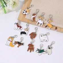 1pc Metal Mini Dachshunds Bulldogs Dog Charm For Jewelry Cute Animal Couple Lovely Keychain Car Keyring Bag Headphone Pendant Bracelet Necklace Char - Multicolor - View 3