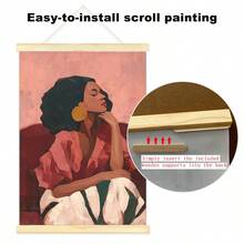1 pièce Affiche sur canevas encadrée/non encadrée contemporaine bohème afrocentrique mode rouge sombre abstrait fille africaine féminine impression d'art mural pour couloir, entrée, décoration esthétique, peinture sur rouleau pour dortoir, salon, chambre, décoration de maison moderne - B - Voir 5
