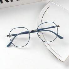 1pc Women's Student Style Lightweight Round Frame Glasses, Suitable For Computer, Reading, Gaming, TV, Phone, Ideal Choice For Women's Eyewear Accessories - 1 Piece Of Blue Silver - View 11