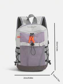 Functional Outdoor Backpack | Unisex Nylon Bag With Khaki Color Blocks, Mesh Pocket & Contrast Straps | Hiking/Sports/Outdoors - 深色水洗藍 - 查看 10