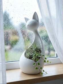 1pc Multifunctional Cat-Shaped Storage Decor, Multipurpose Plant Pot And Key Holder, 2-In-1 Resin Desktop Organizer, Creative Succulent Planter, Entryway Key Storage Box, Minimalist Home Decor, Suitable For Living Room, Bedroom And Entryway - A - View 12