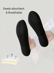 3 Pairs Black Spherical Sponge Padded Summer Women's Invisible Socks, Low-Cut Short Socks, 3D Arch Support, Suitable For Daily Wear And Holiday Gifts - Multicolor - View 5
