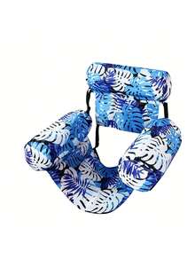 Floating Pool Lounge Chair, Adult Inflatable Pool Hammock Chair, Floating Pool Bed Chair, Blue Floral Pattern Floating Pool Sofa, Suitable For Summer Pool Party, Inflatable Pool, Garden, Inflatable Pool Float, Travel Essential, Beach Accessory - Multicolor - View 15