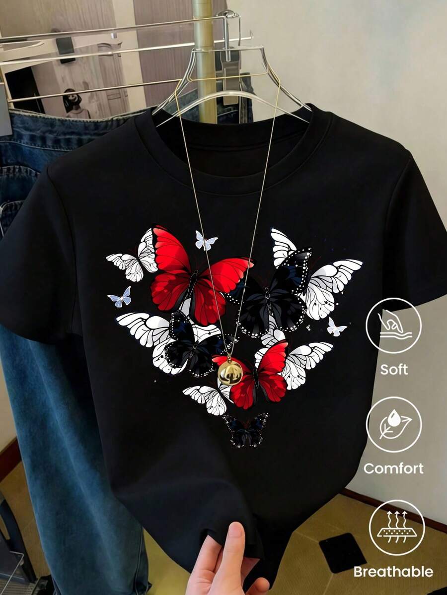 180g Made In Mexico, Spring/Summer 2026 Fashion Short Sleeve T-Shirt - Black - View 1