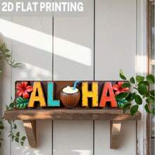 1pc Vintage Aloha Tropical Hawaiian Wall Art - Retro Metal Sign With Vibrant Floral And Beverage Design, Suitable For Kitchen, Bedroom, Bar, Restaurant Rustic Home Decor, Hawaiian Home Decor, 2D - Multicolor - View 5