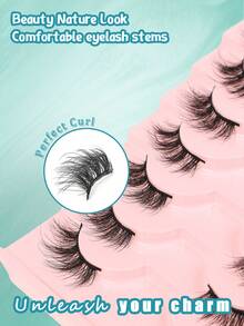 10 Pairs Fluffy 3D Half Eye False Eyelashes, Create Elongated Eye Tail Look, Realistic Mink Fur Messy Style False Eyelashes - 黑色 - 查看 6