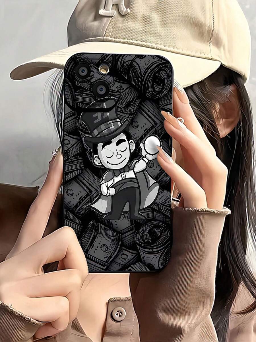Dinero del tío rico Pennybags en blanco y negrofunda de teléfono Fundas compatibles con ,Apple,VIVO,OPPO,,, y Honor.Fabricadas en silicona TPU,ofrecen protección contra golpes y caídas. - Negro - Ver 1