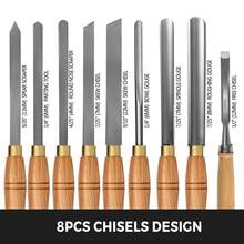 Tuspuzz Wood Lathe Tools, Wood Carving Gouges, High-Speed Steel, 8 Wood Turning Chisels, Wide Wood Carving Gouges, 45 X 32 X 4.2 Cm, Wood Lathe - 45 X 32 X 4.2 cm - View 3