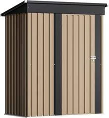 Outdoor Storage Shed 5 X 3 FT Lockable Metal Garden Shed Steel Anti-Corrosion Storage House With Single Lockable Door For Backyard Outdoor Patio (Brown) - Brown - View 2