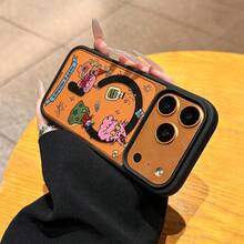 Suitable For IPhone 17/17 Pro/17 Max/16/15/14/13/12/11 Series Phone Cases, One Ins Cartoon Pattern Magnetic Suction, All Inclusive Anti Drop Phone Case Protective Case, 17 Pro Max Phone Case, Fashionable Phone Case. - Black - View 3
