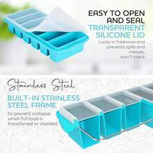 1/2 Cup Silicone Freezer Tray With Lid - Silicone Freezer Molds 2-Pack Meal Prep & Freezing Of Various Sauces And Other Dishes, Makes 12 1/2 Cup Portions Cubes,Oven And Dishwasher - 紅色 - 查看 9
