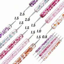 35Pcs All-In-One Nail Art Brush Set, Dotting Pens & Multi-Shape Painting Brushes For Lining, Flat & Fine Tip Brushes Plus Crystal Filled Dotting Tools For Floral Drawing And Nail Ornament Application - Multicolor - View 7