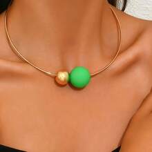 1pc Elegant Minimalist Metal Choker Necklace With Asymmetric Small Ball Design, Premium Style, Suitable For Banquets, Gatherings, Holidays, Gifts And Parties - White - View 5