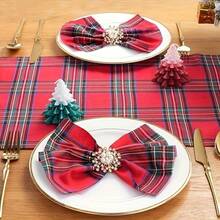 Multi-Size Plaid Table Runner, Red Tartan And Vintage Blue-Green Plaid Pattern, Easy-Clean Heat-Resistant Fabric, Suitable For Holiday Dinner, Farmhouse Decor, Party And Holiday Gift - Multicolor - View 9